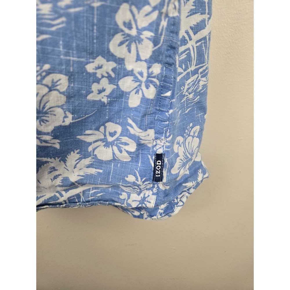 Izod Saltwater Relaxed Classics Mens XXL Blue Tropical Sailboat‎ Cotton Shirt - Picture 6 of 12